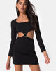 Immagine di Tashi Bodycon Dress in nero con anello di diamanti nero