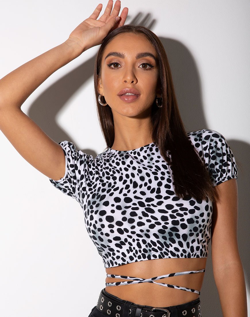 Top Tasya in bianco e nero dalmata