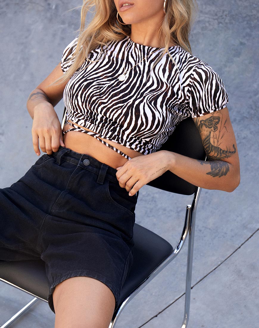 Crop Top Tasya in Zebra Verticale