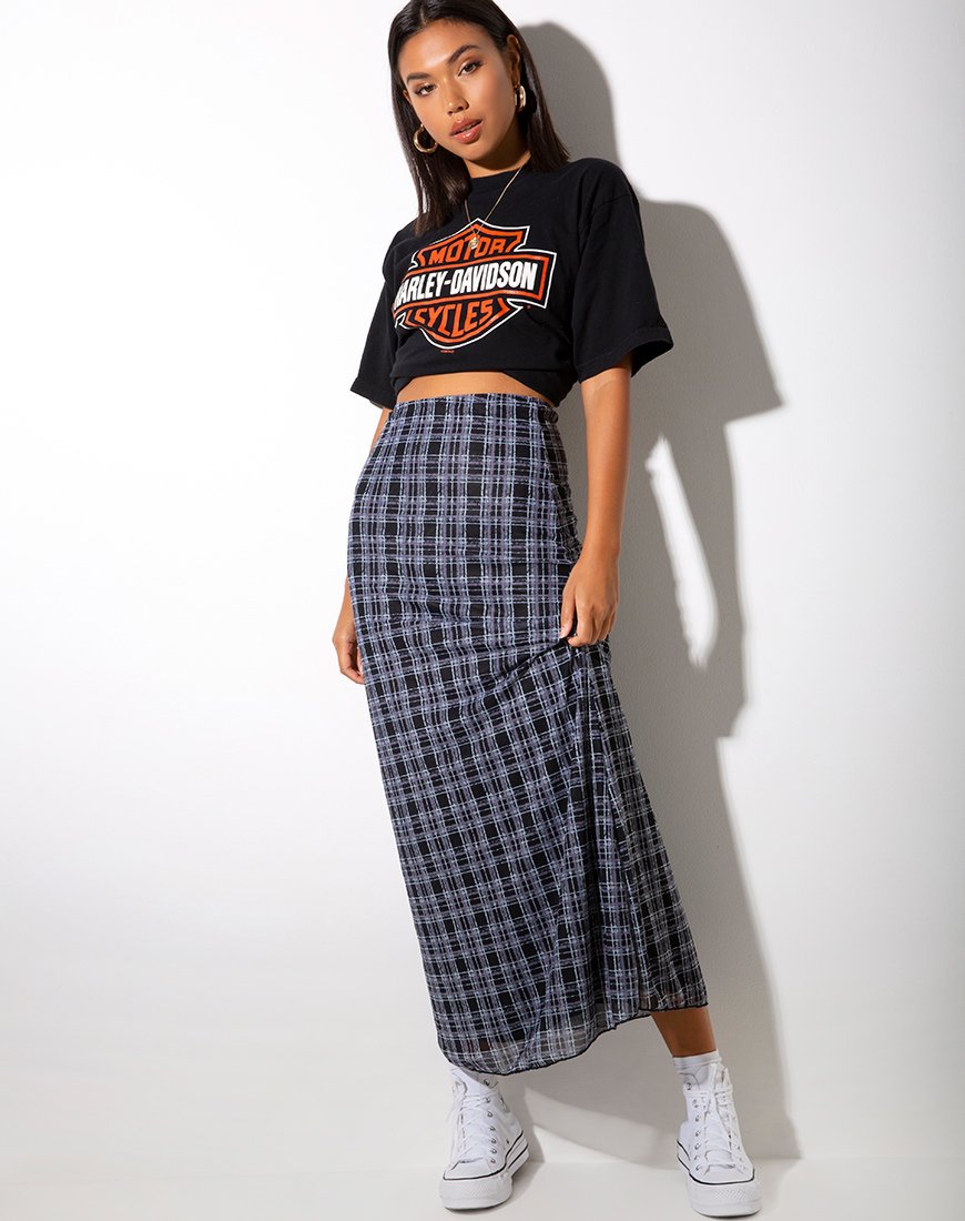 Maxi gonna Sayang in Inkblot Check nero e bianco