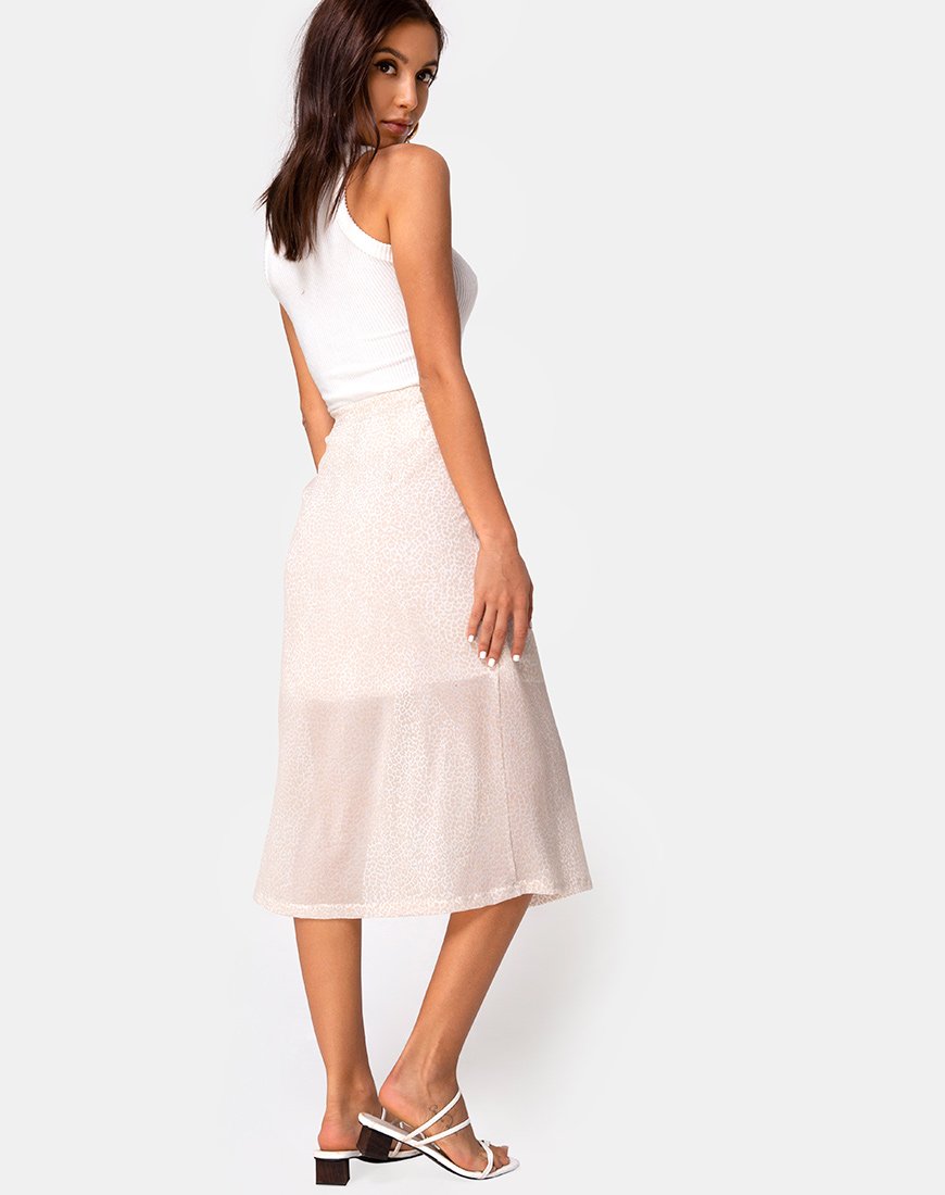 Immagine di Saika Midi Skirt in Flock Ditsy Leopard Taupe