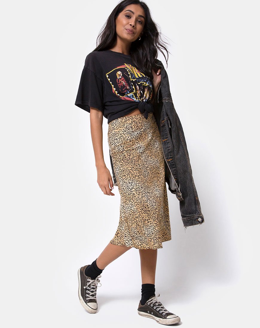 Immagine di Tauri Midi Skirt in mini tigre marrone
