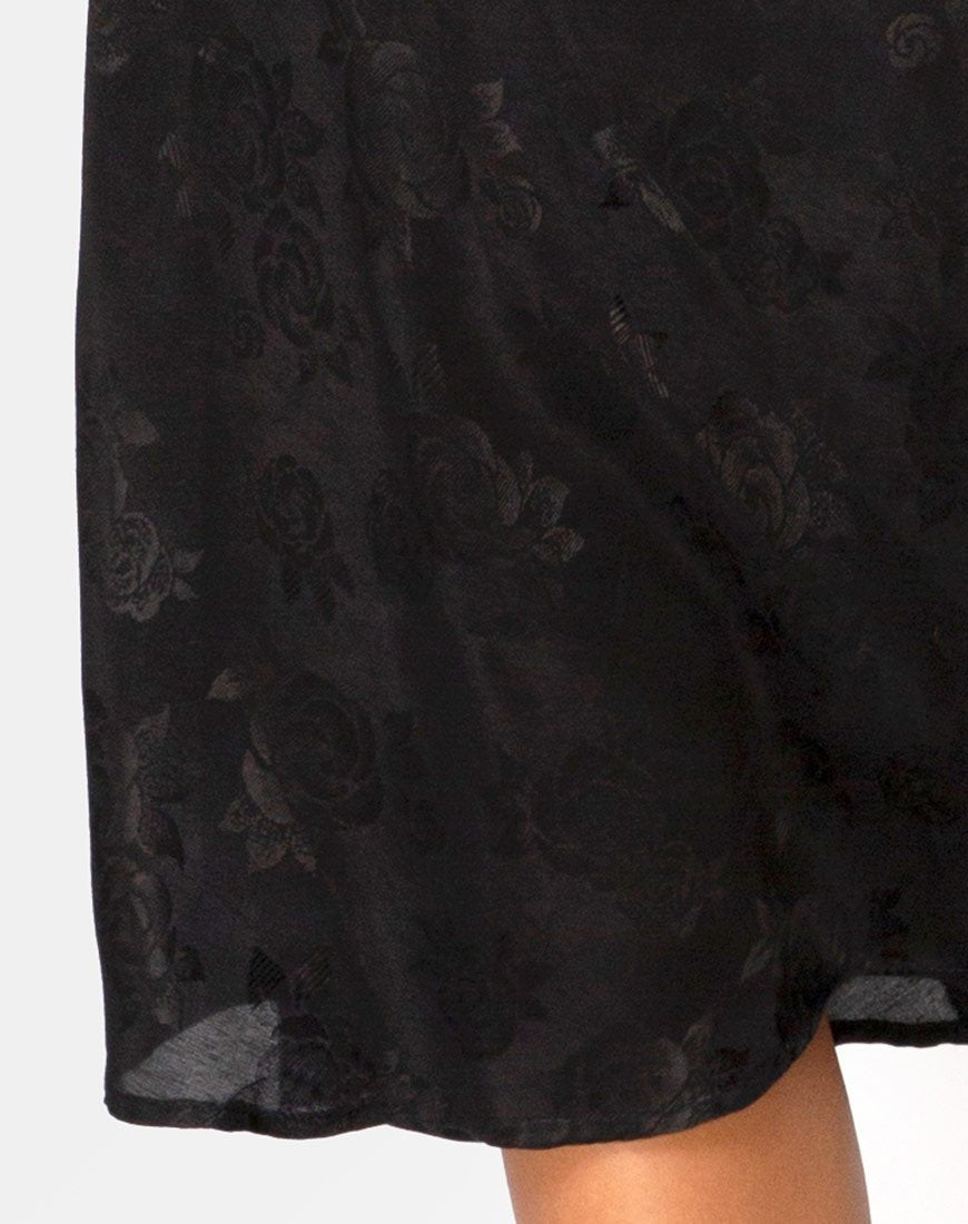 Immagine di Tauri Midi Skirt in Satin Rose Nero