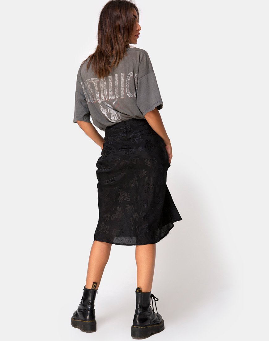 Immagine di Tauri Midi Skirt in Satin Rose Nero