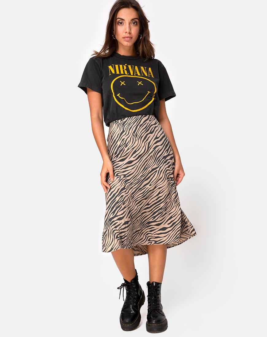 Immagine di Tauri Midi Skirt in 90s Zebra Taupe