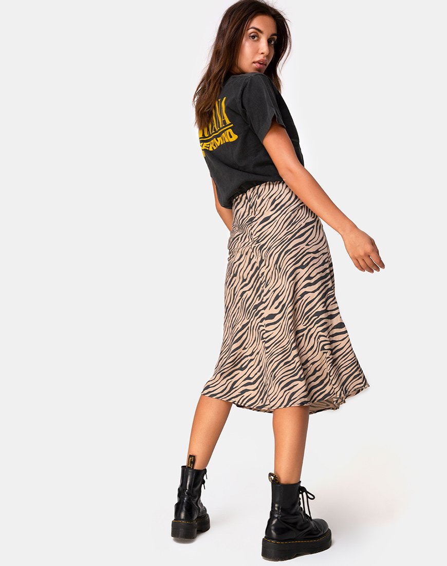 Immagine di Tauri Midi Skirt in 90s Zebra Taupe