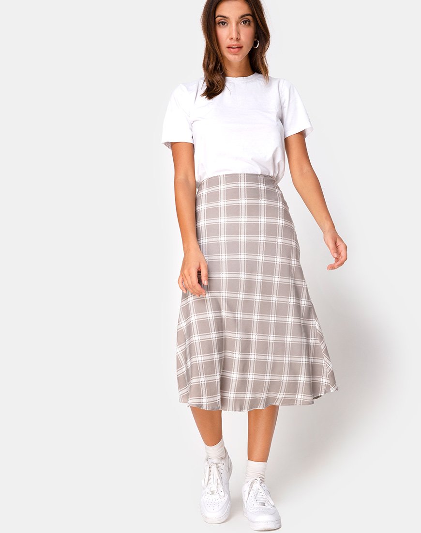 Immagine di Tauri Midi Skirt in Grunge Check Taupe