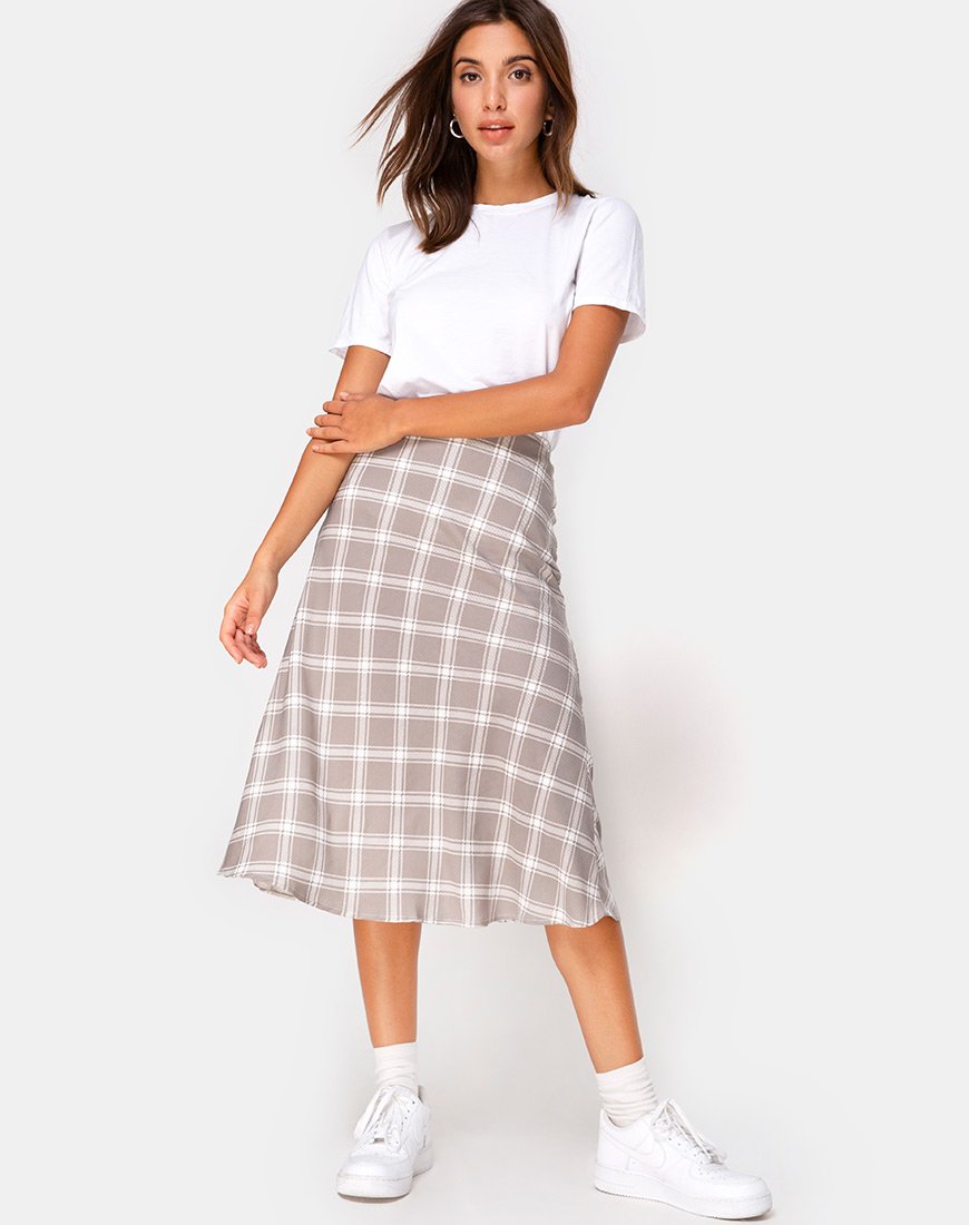 Immagine di Tauri Midi Skirt in Grunge Check Taupe