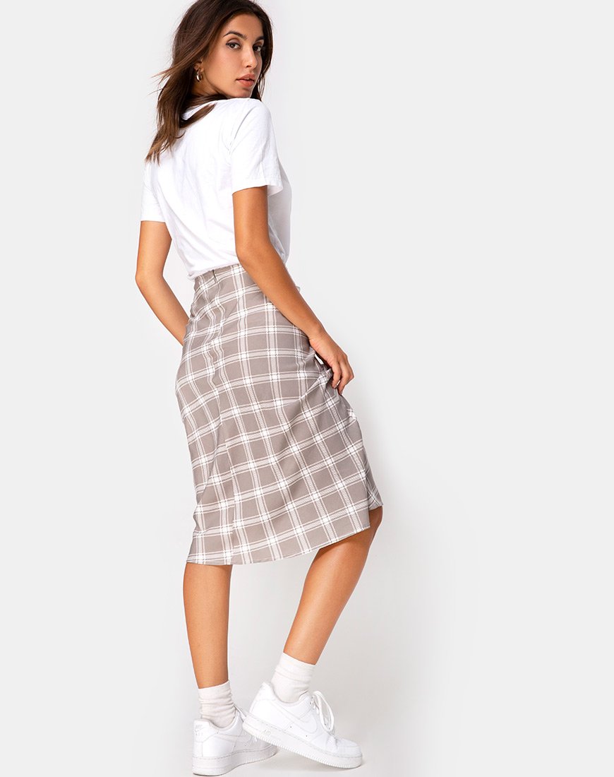 Immagine di Tauri Midi Skirt in Grunge Check Taupe