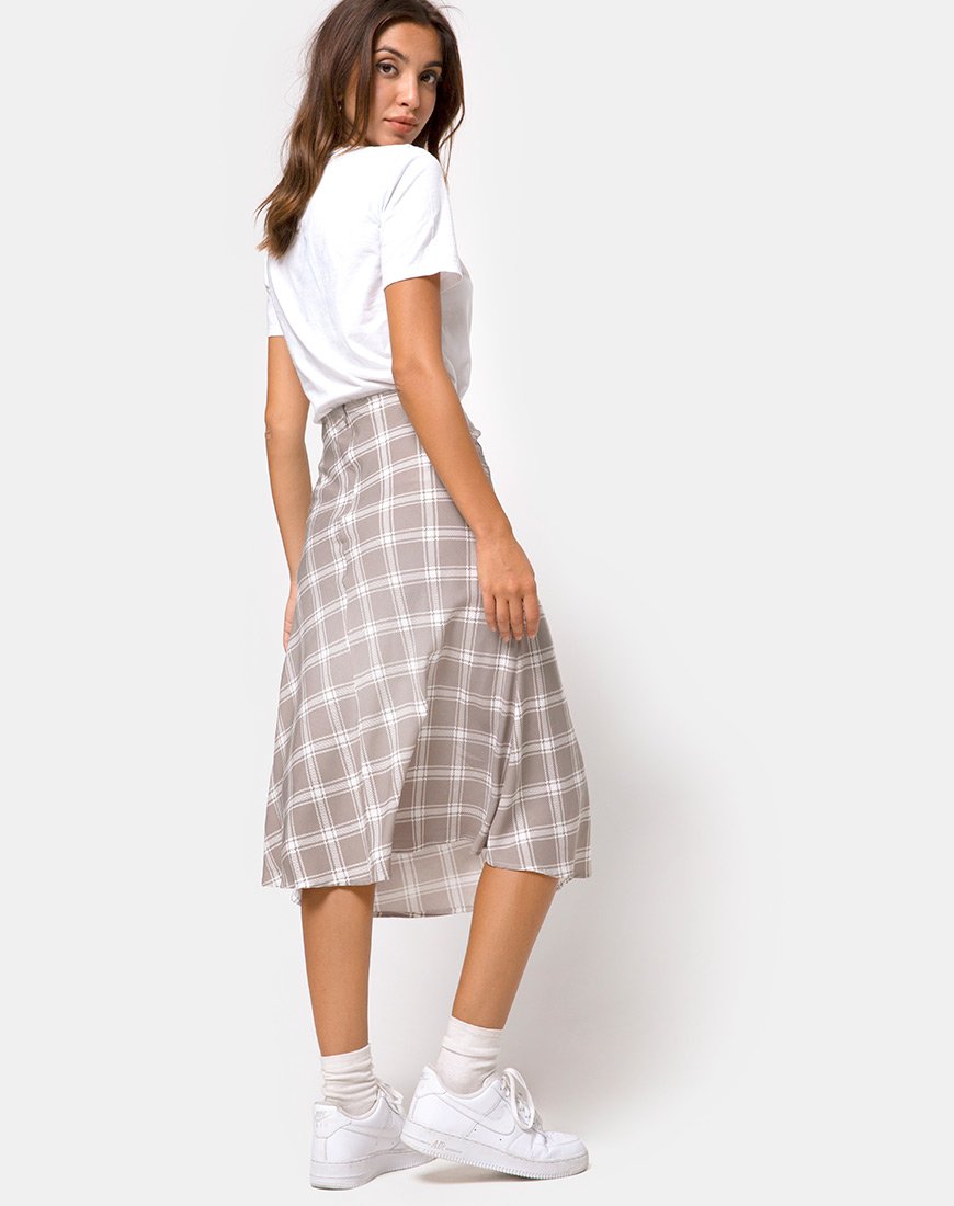 Immagine di Tauri Midi Skirt in Grunge Check Taupe