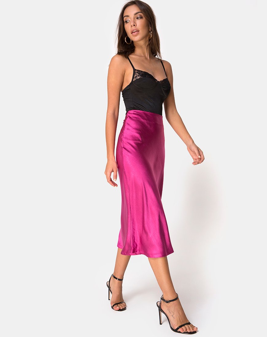Immagine della gonna Tauri in satin magenta