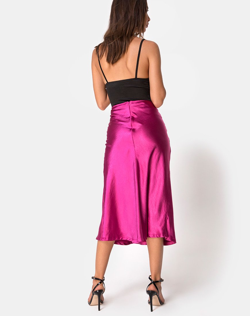 Gonna Tauri in satin magenta