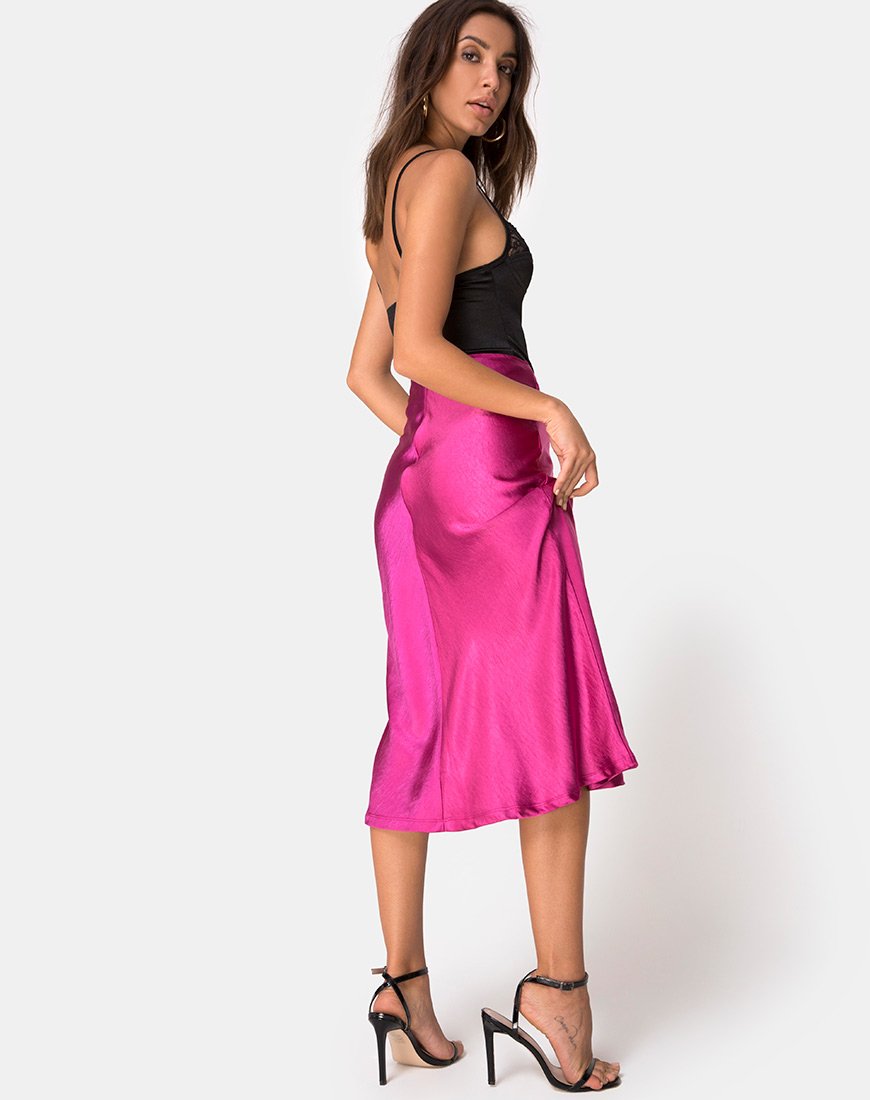 Immagine della gonna Tauri in satin magenta