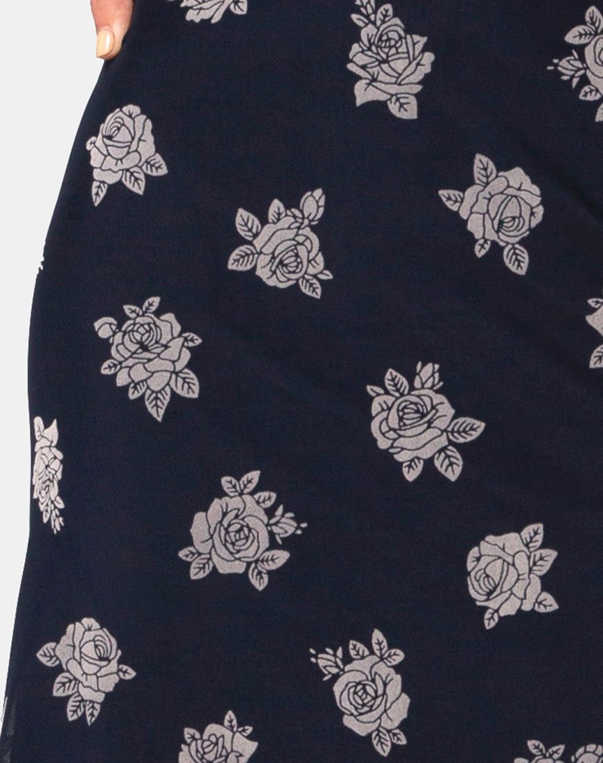 Immagine di Tauri Midi Skirt in Nero Flock Rose