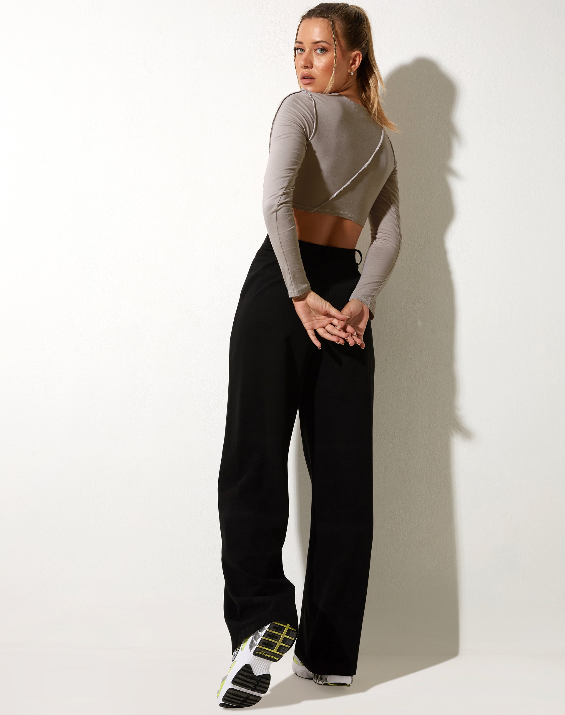 immagine di Teaghan Crop Top in lycra latte d'avena