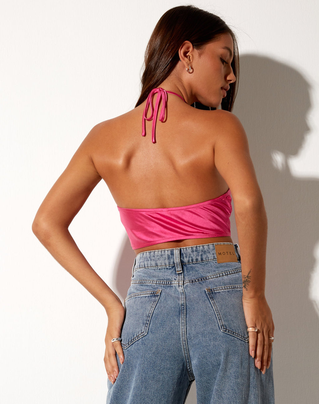 Top Tevy in rosa satinato