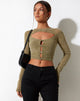IMMAGINE DEL Crop Top Techin in misto animalier oliva