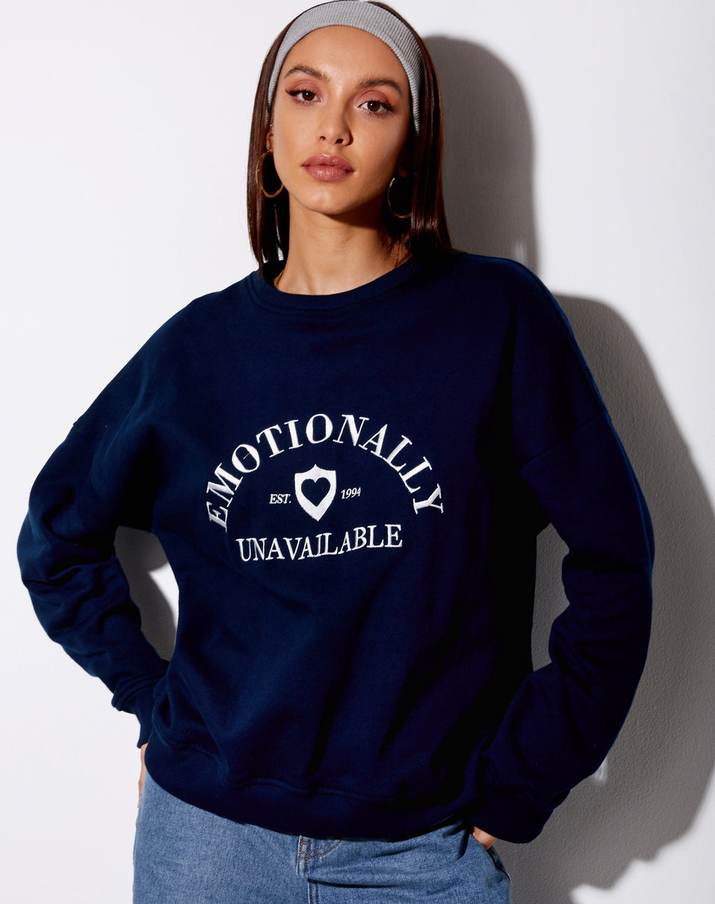 Felpa Ted 'Emotionally Unavailable' in blu scuro