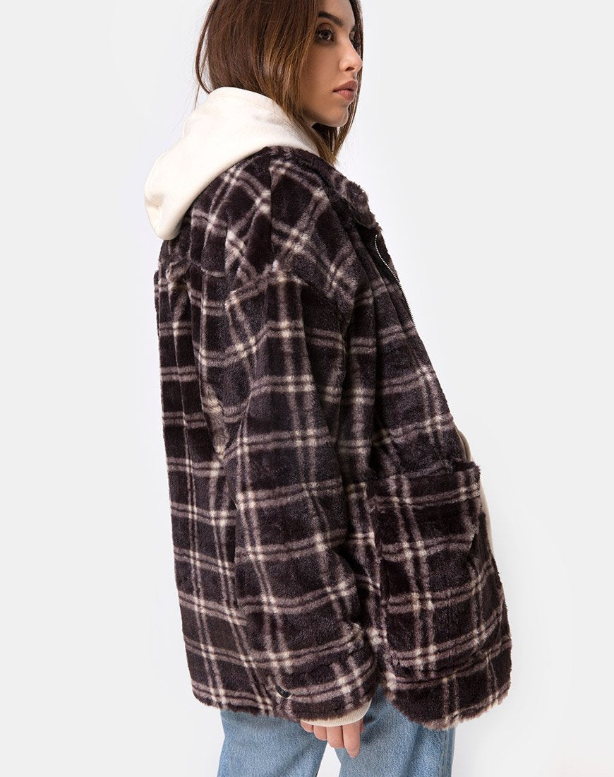 Immagine del cappotto Teddy in marrone Match Check