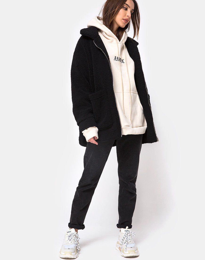 Immagine del cappotto di lana Teddy Bear in nero