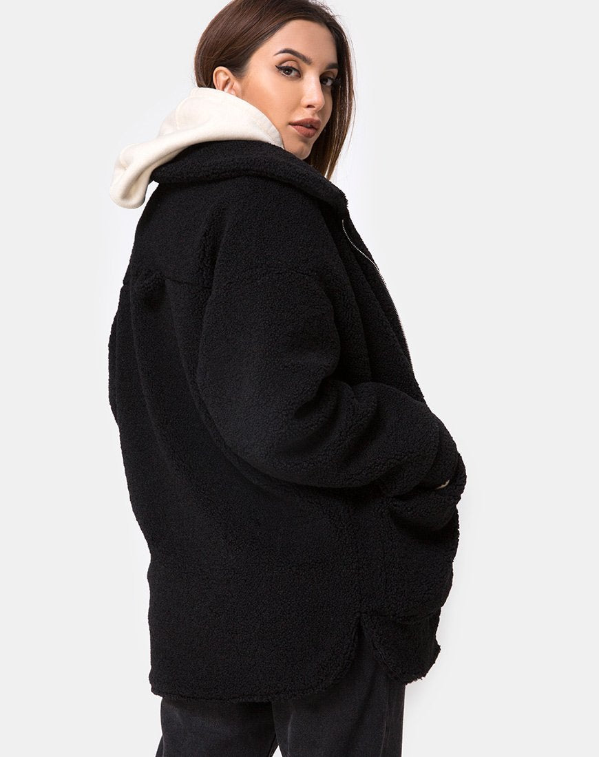 Immagine del cappotto di lana Teddy Bear in nero