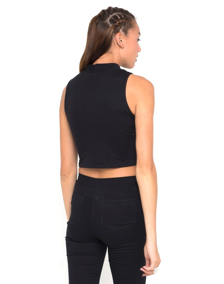 Motel Tempo Crop Top con pannello a rete in nero
