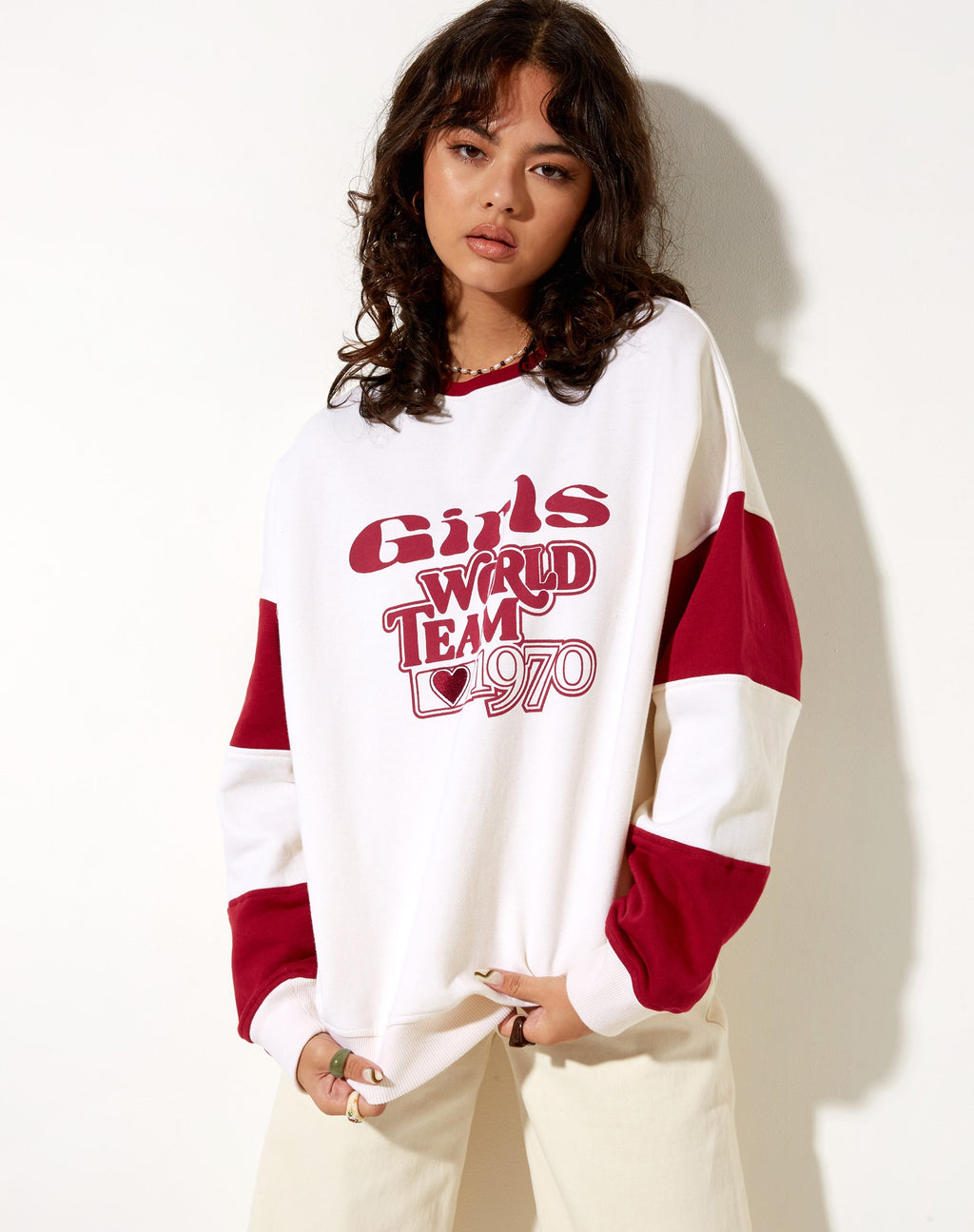 Felpa Tetty in rosso avorio Adrenaline Girls World Team