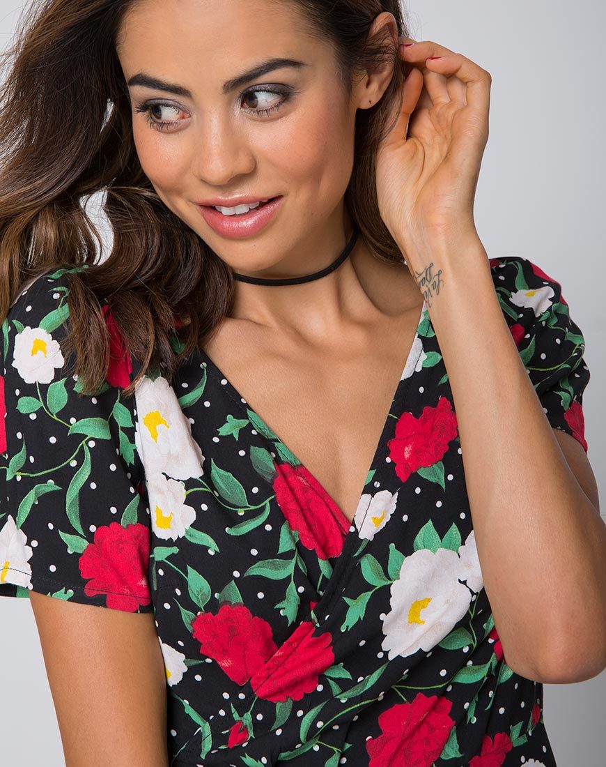 Immagine di Shaab Skater Dress in Polka Rose Nero