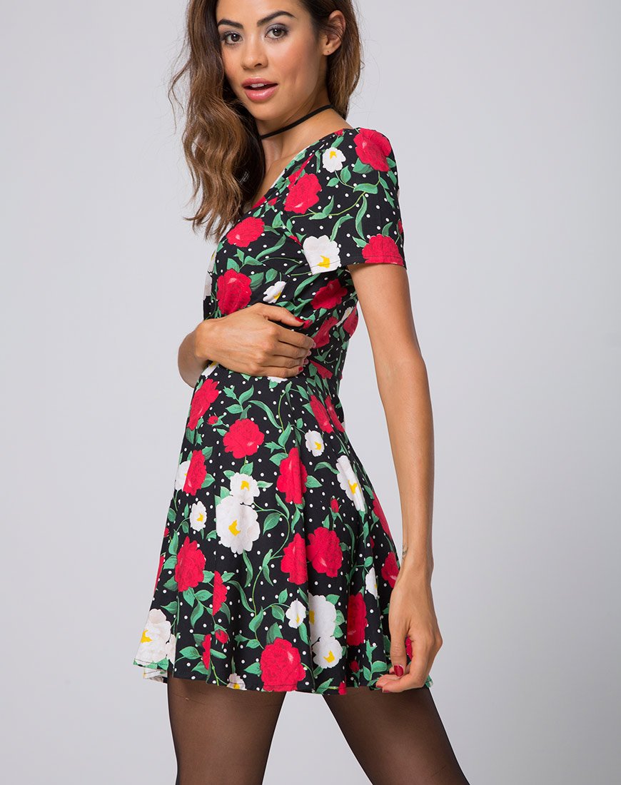 Immagine di Shaab Skater Dress in Polka Rose Nero