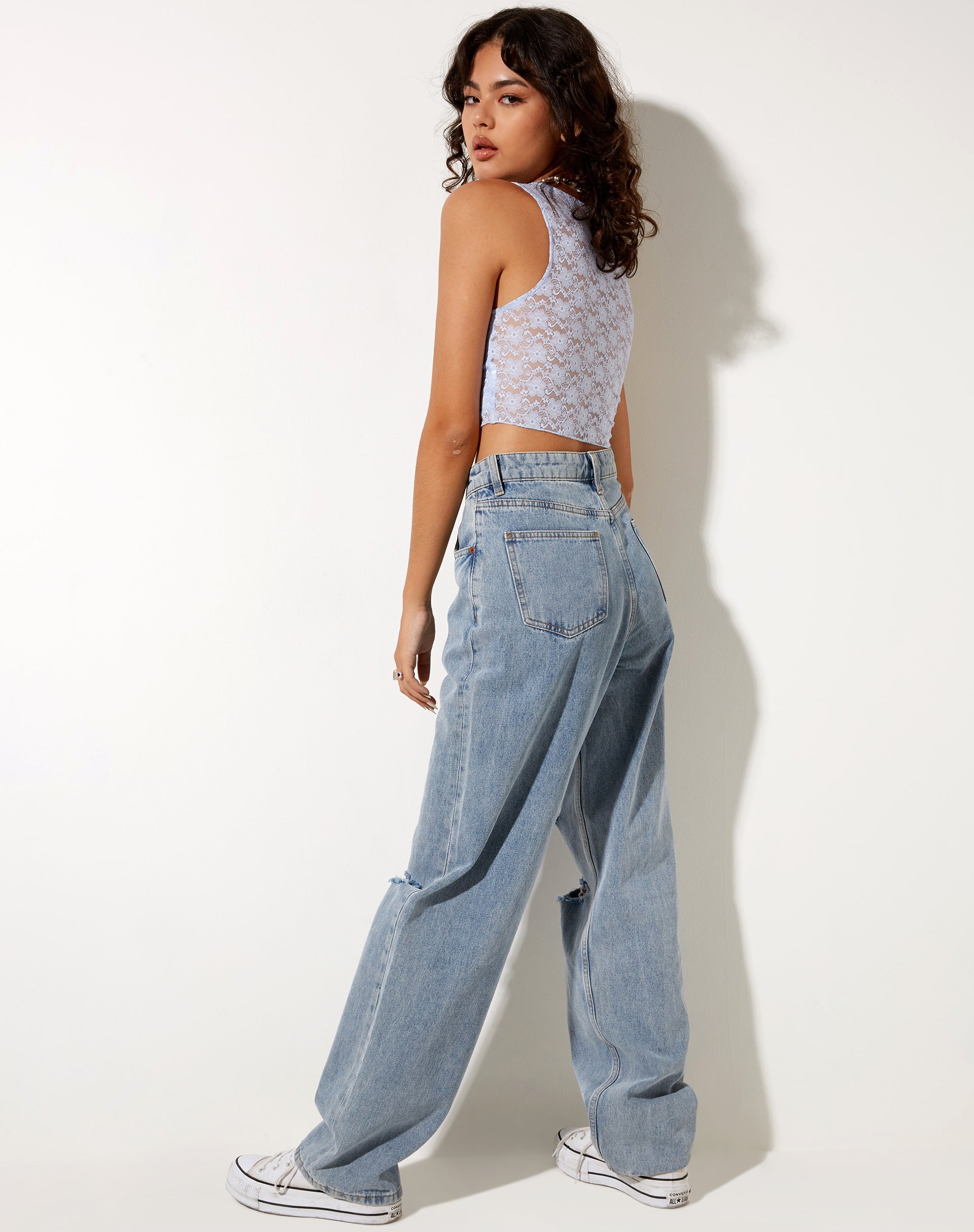 Immagine di Tiati Crop Top in pizzo blu polvere