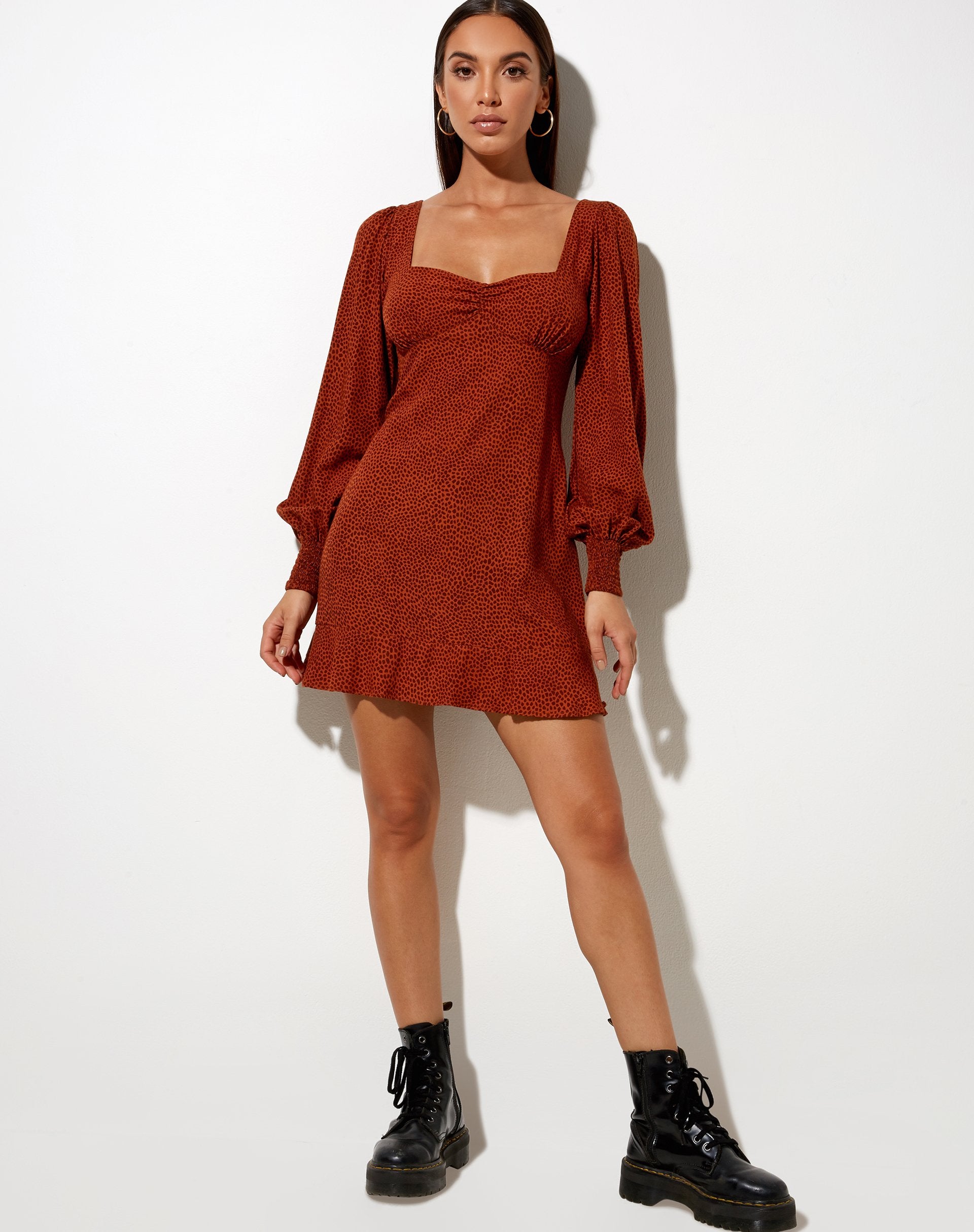 Immagine di Tielo Mini Dress in Mini Croc Brown