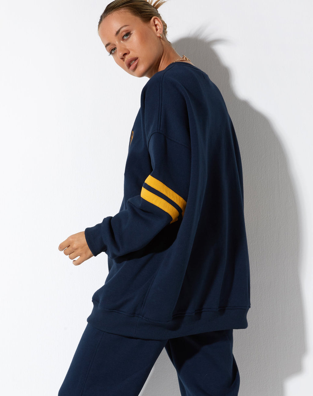 Felpa Tim a strisce di agrumi di colore blu navy Football 1999
