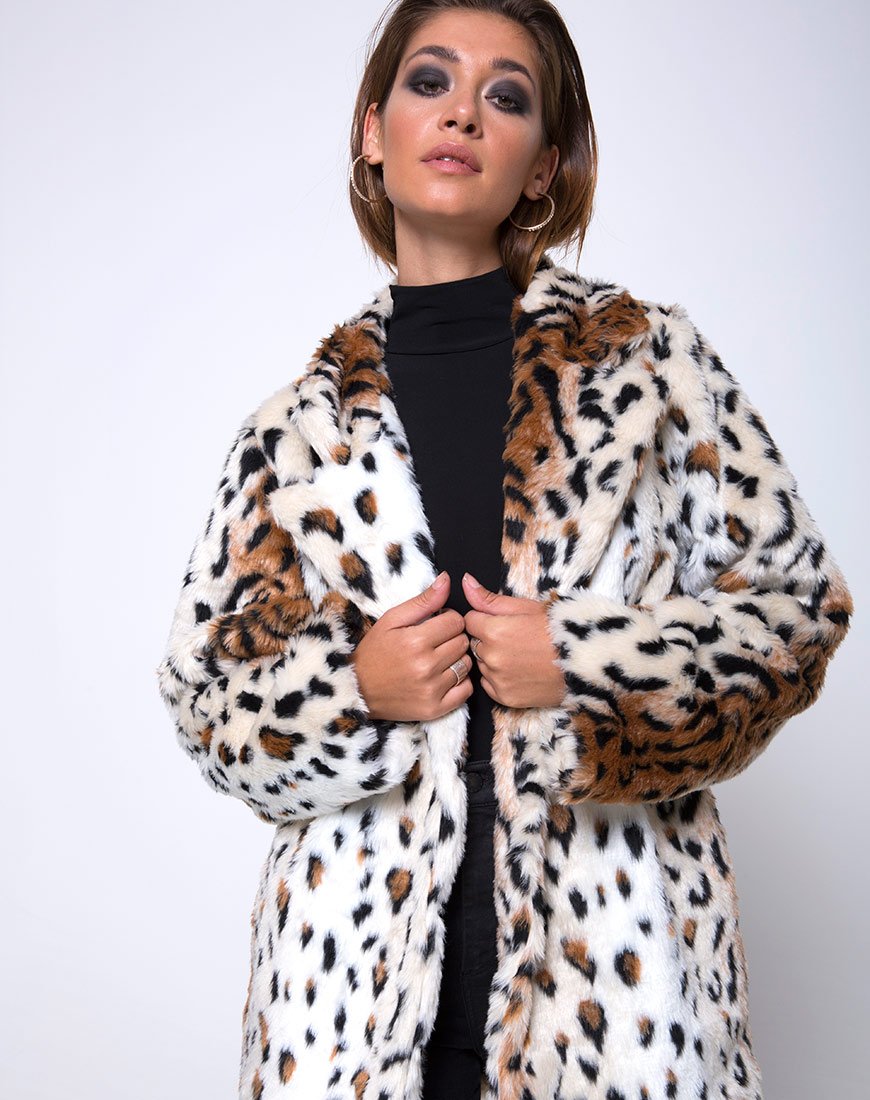 Cappotto Tina in pelliccia ecologica leopardata