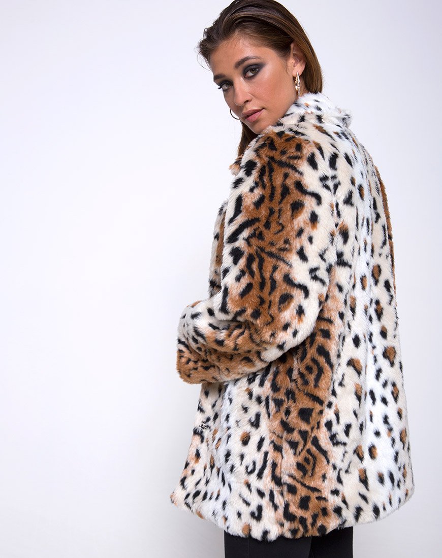 Cappotto Tina in pelliccia ecologica leopardata