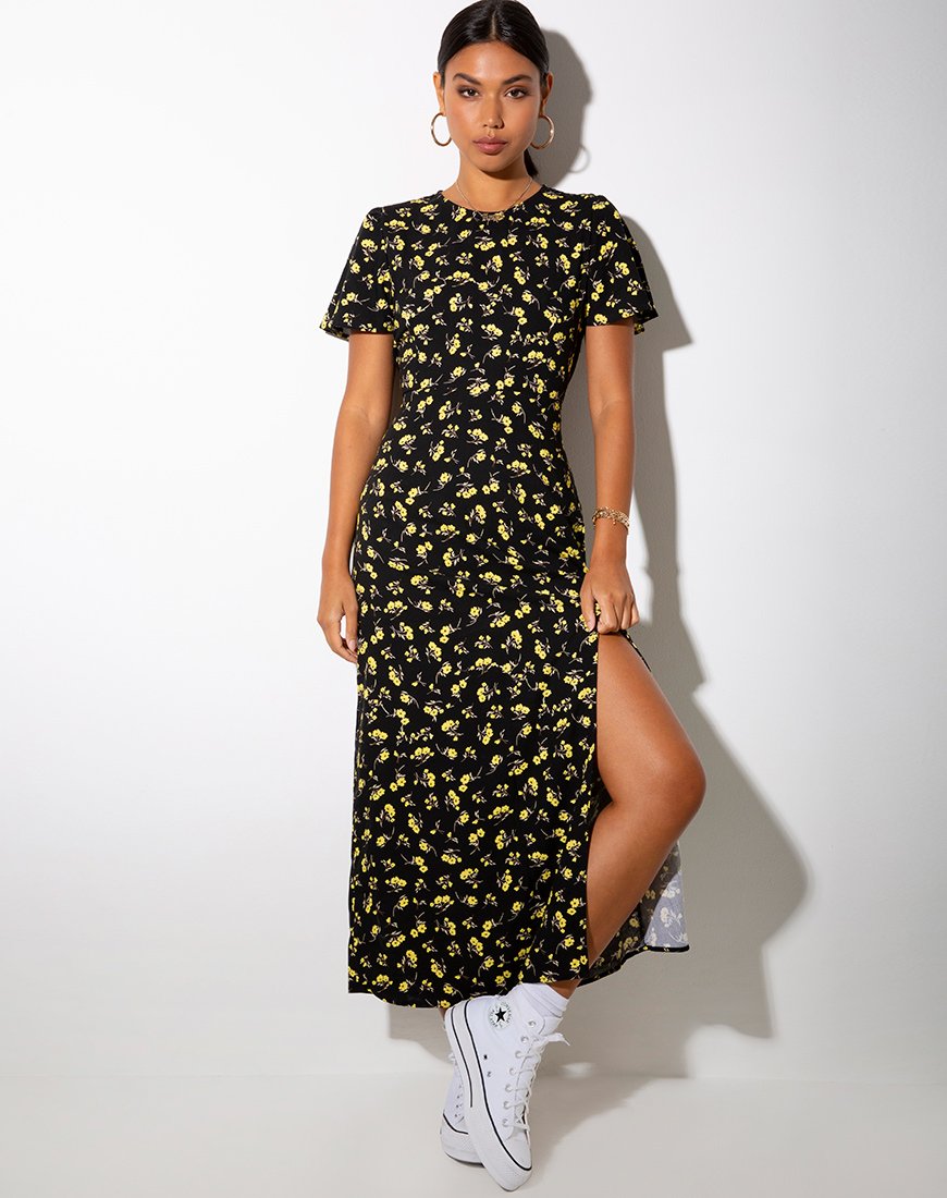 Immagine di Tinata Maxi Dress in Buttercup Nero e Giallo