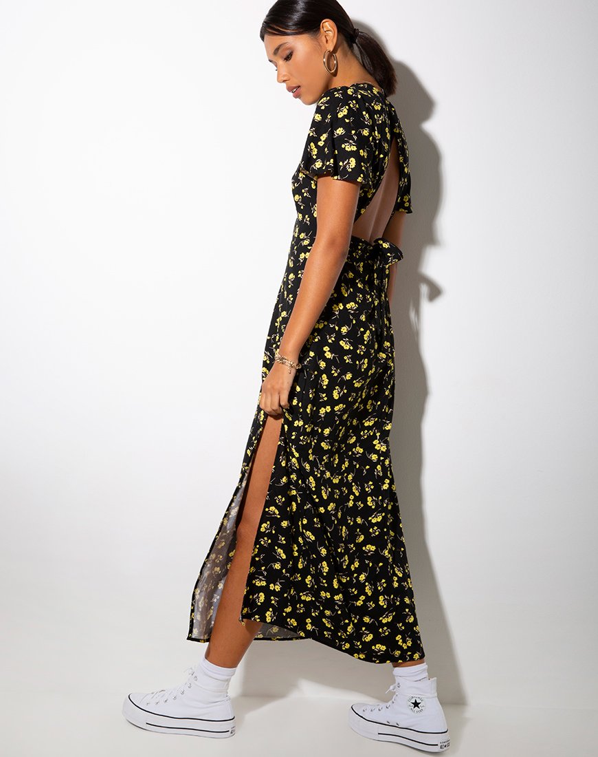 Immagine di Tinata Maxi Dress in Buttercup Nero e Giallo