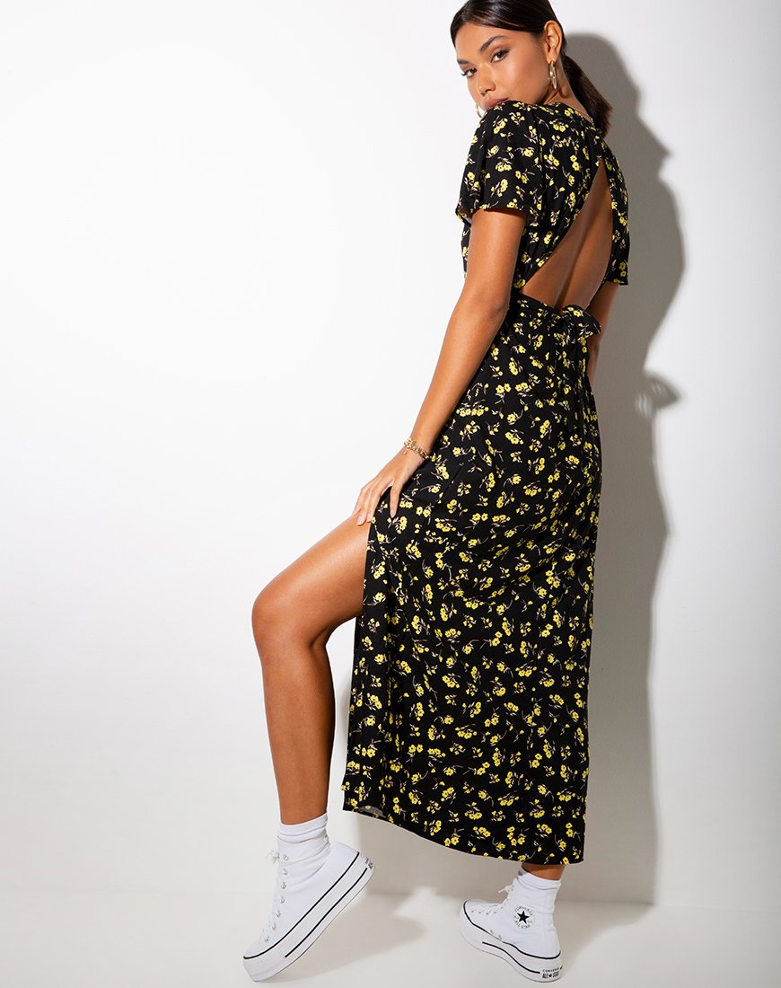 Immagine di Tinata Maxi Dress in Buttercup Nero e Giallo