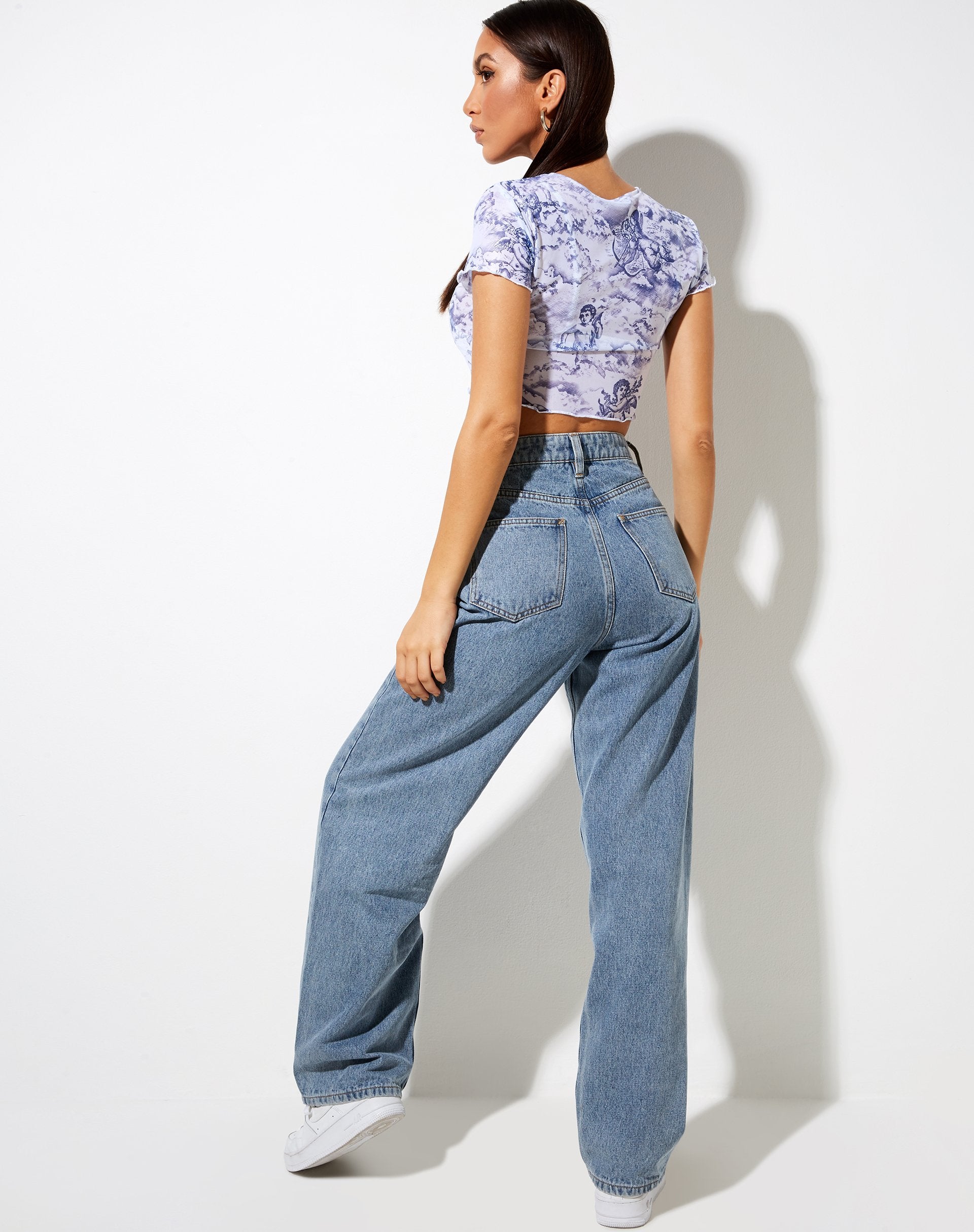 Immagine di Tince Crop Top in Cherubino anni '20 Bianco Blu