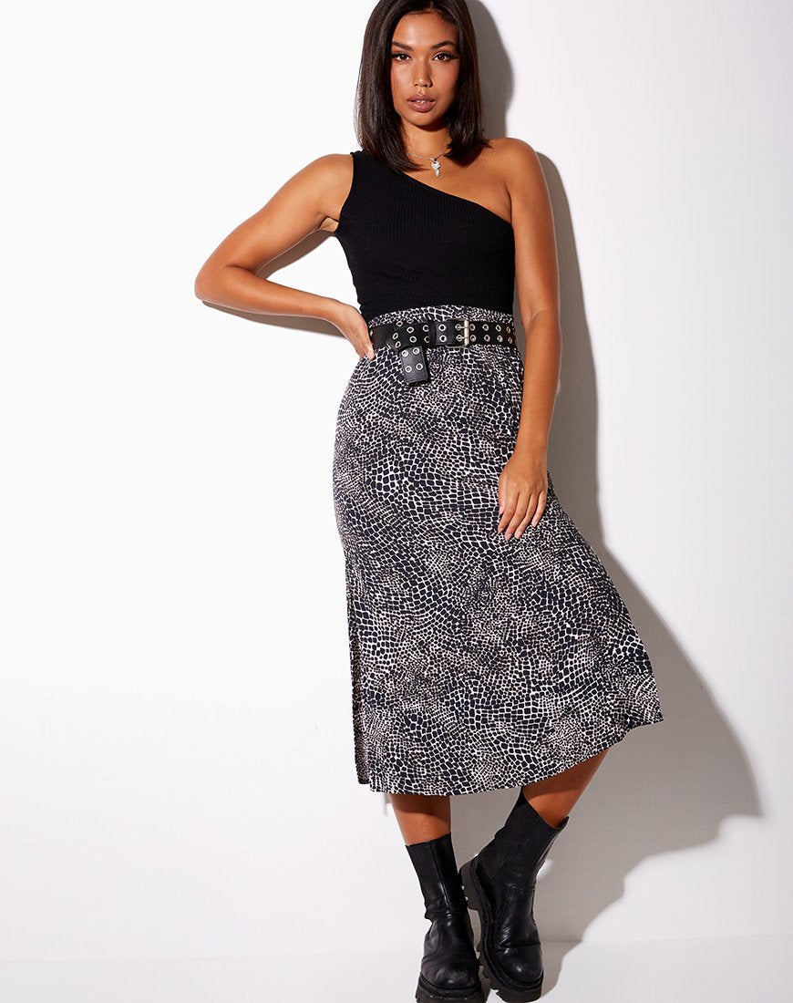 Immagine di Tindra Midi Skirt in Abstract Croc Nero