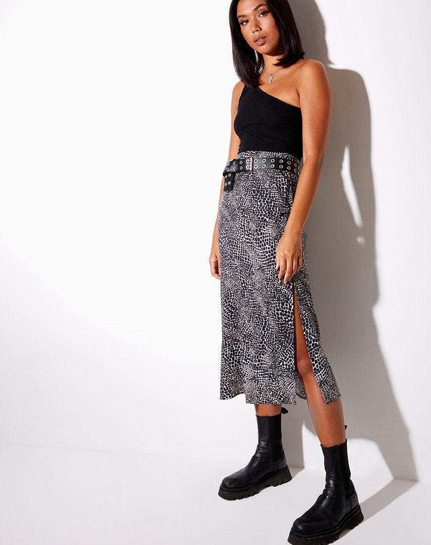 Immagine di Tindra Midi Skirt in Abstract Croc Nero