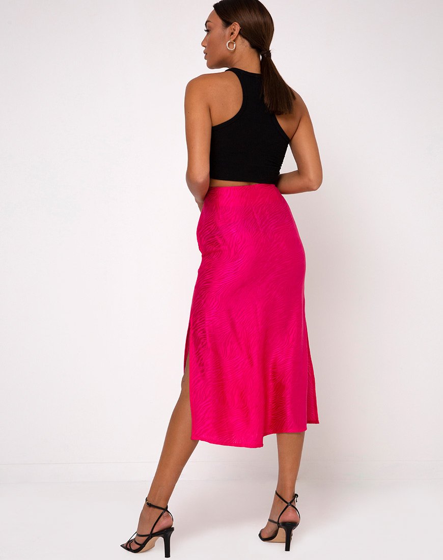 Immagine di Tindra Midi Skirt in Satin Zebra Fuchsia