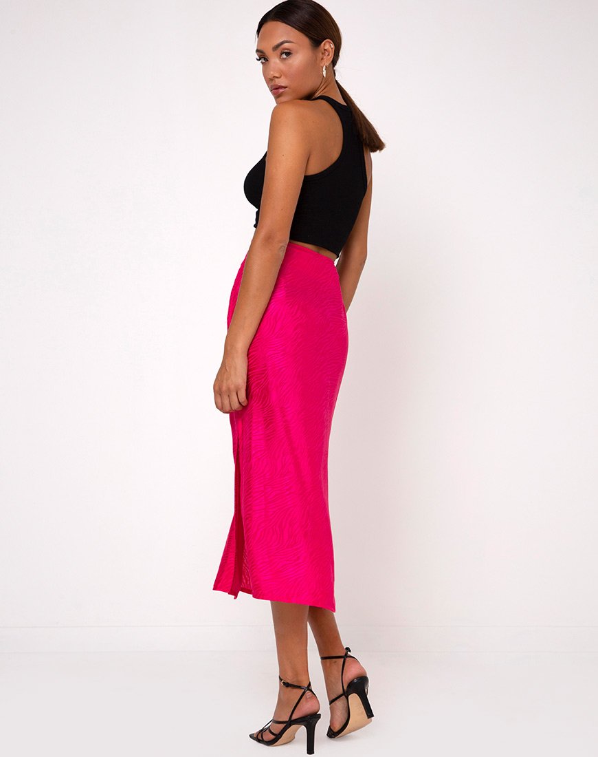 Immagine di Tindra Midi Skirt in Satin Zebra Fuchsia