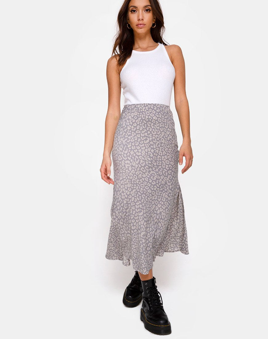 Gonna midi Tindra in Leopard Daze Grigio