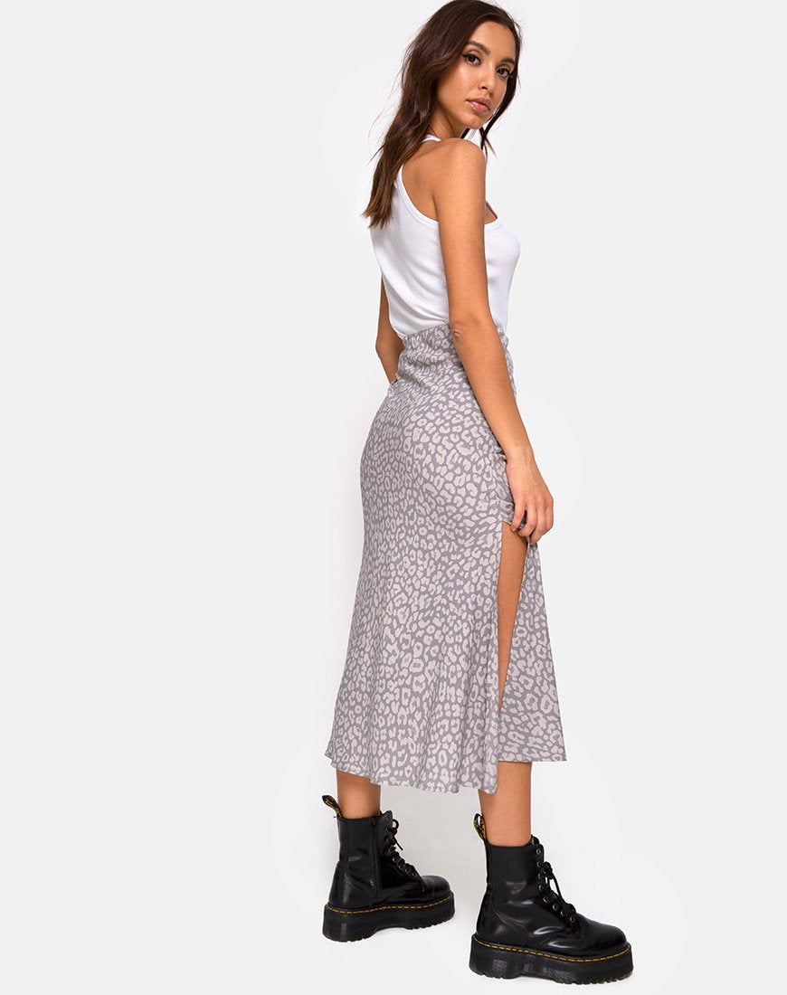Gonna midi Tindra in Leopard Daze Grigio