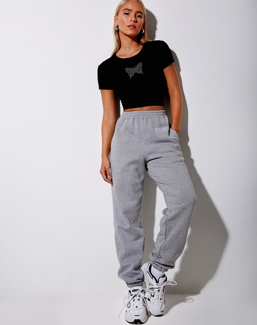 Immagine di Tiney Crop Tee in nero Butterfly Hotfix