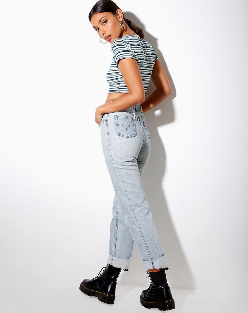 Immagine di Tindy Crop Top in verde scuro verde chiaro e bianco