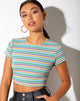 Immagine di Tindy Crop Top a costine verde viola e giallo