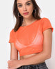 Immagine di Tindy Crop Top in rete di cristallo arancione