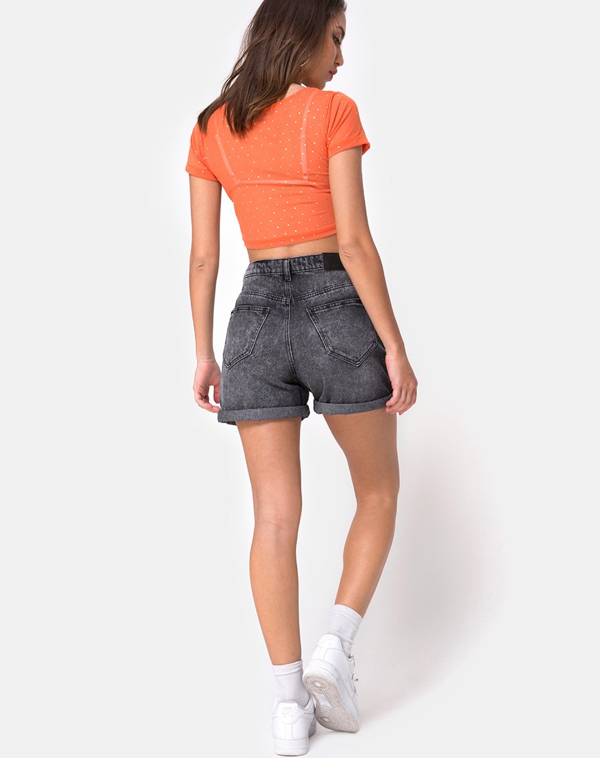 Immagine di Tindy Crop Top in rete di cristallo arancione