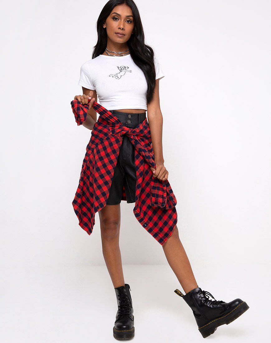 Immagine di Tindy Crop Top in bianco Cherub Embro Nero